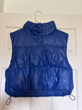 Blue Faux Leather Vest